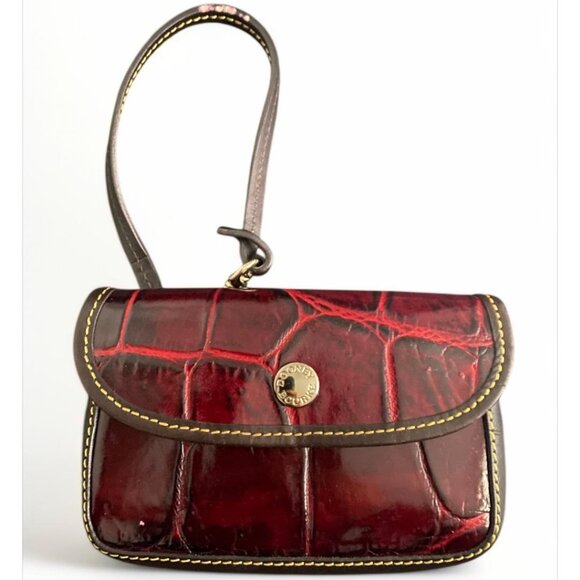 Dooney & Bourke Handbags - RARE Dooney & Bourke Croc Embossed Red/ Dk.Brown Small Leather Wristlet